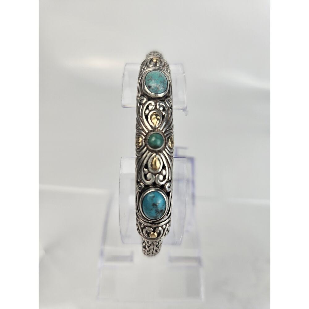 925 Sterling Silver Turquoise Woven Bracelet‎ 7.5"